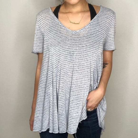 Anthropologie Tops - Anthro Eri + Ali Blue Striped Swing T-shirt